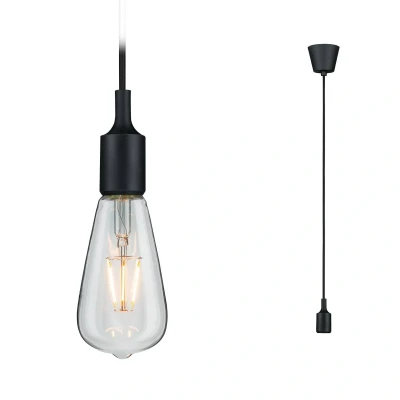 Abbildung von Paulmann 50346 Neordic Pendelleuchte Ketil max. 20 Watt 1 flammig IP44 Spritzwasserschutz Hängelampe Schwarz Deckenlampe Silikon, Kunststoff E27
