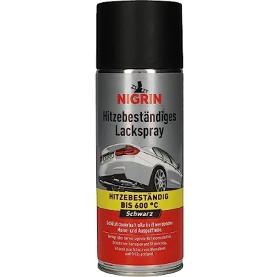 Abbildung von NIGRIN Lackspray, 400 ml, mattschwarzer Autolack, hitzebeständig, schützt Motor und Auspuff vor Rost, schnell trocknend, schwarz