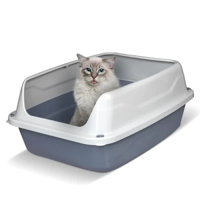 Abbildung von Snugsy Katzenklo Katzentoilette Offen Mit Hohem Rand Ohne Deckel 56 x 39 cm L Grau