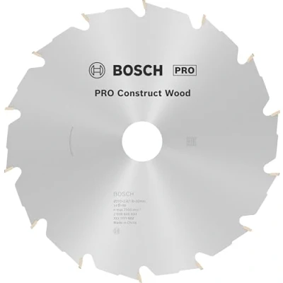 Abbildung von Bosch 1x PRO Construction Wood Kreissägeblatt für Netz Handkreissägen (für Bauholz mit Mörtel und Nägeln, Holz Ø mm, Professional Zubehör Handkreissäge)