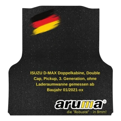 Abbildung von aruma® Antirutschmatte Laderaummatte maßgeschneidert kompatibel für Isuzu D MAX Doppelkabine, Double Cap, Pickup, 3. Generation, ohne Laderaumwanne gemessen ab Baujahr 01/2021 xx