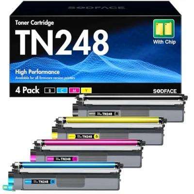 Abbildung von SODFACE TN248 TN 248 TN248XL Kompatibel für Brother MFC L3760CDW Toner L3740CDW DCP L3560CDW HL L3240CDW L3740CDWE L8390CDW (Schwarz, Magenta, Gelb, Cyan)