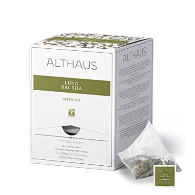 Abbildung von Althaus Tee LUNG BAI CHA ⋅ grüner im Pyramidenbeutel PYRA PACK Naturbelassener chinesischer 15 x 2,75g
