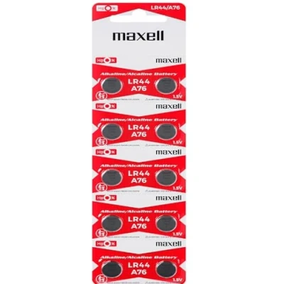 Abbildung von Maxell Knopfzelle LR44 / AG13 entspricht LR44/A76 10er Blister