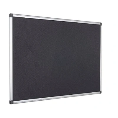 Abbildung von Bi Office Filztafel Maya, Mit Aluminiumrahmen, Schwarze Filzoberfläche, Zum Gebrauch Pinnnadeln, Pinnwand, 120 x 90 cm