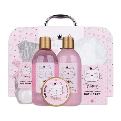 Abbildung von ACCENTRA Pflege Geschenkset &quot;Princess Kitty&quot; für Kids &amp; Teens im Katzen Design, 7 tlg., Mit praktischem Koffer Kätzchen Design