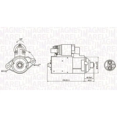 Abbildung von MAGNETI MARELLI 063721409010 Anlasser 12 1,1 10 AUDI: A3 Schrägheck, Sportback, TT Roadster, SEAT: Leon II Altea