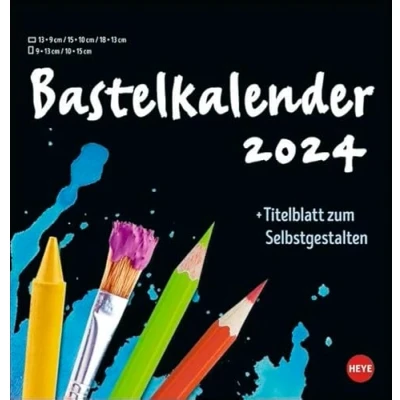 Abbildung von Bastelkalender 2024 schwarz mittel. Blanko Kalender zum Basteln mit extra Titelblatt für eine persönliche Gestaltung. Foto und 2024. Format 21 x 22 cm.