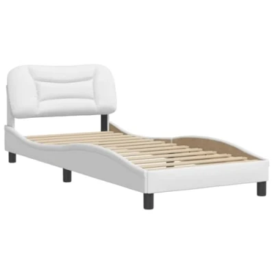 Abbildung von vidaXL Bett Bettgestell mit Kopfteil Weiß 90x190 cm Kunstleder