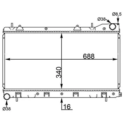 Abbildung von MAHLE ORIGINAL CR 1561 000S Kühler, Motorkühlung 688 340 16 Automatikgetriebe Kühlrippen gelötet SUBARU: Forester I