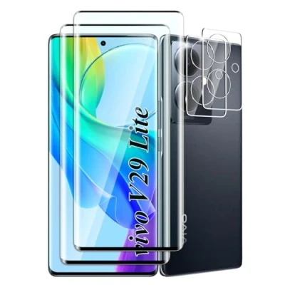Abbildung von FWKDWHPH [2+2 Stück Temperglas Schutzfolie für vivo V29 Lite und Kamera Schutzfolie,kratzfest,9H Härte,blasenfrei,3D Volle Bedeckung,HD Displayschutz
