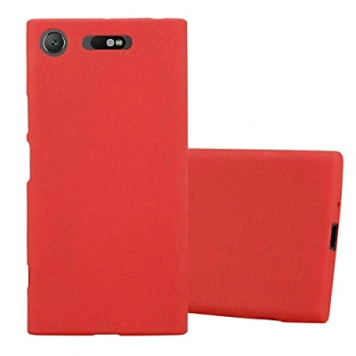 Abbildung von Cadorabo Hülle kompatibel mit Sony Xperia XZ1 Schutzhülle TPU Silikon Case Frost Design Slim Kratzfest Weiche Gummi Rundumschutz für in Rot