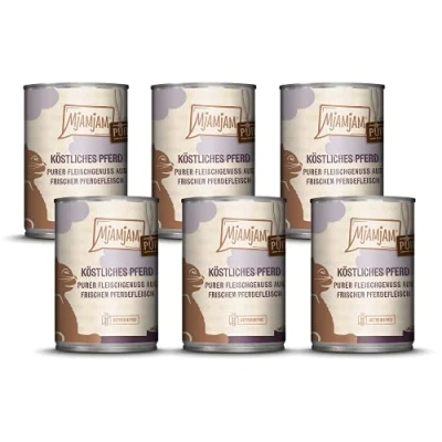 Abbildung von MjAMjAM Premium Nassfutter für Katzen purer Fleischgenuss köstliches Pferd pur, 6er Pack (6 x 400 g), getreidefrei mit extra viel Fleisch