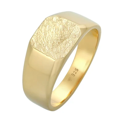 Abbildung von Kuzzoi Chunky Square Ring goldcoloured, Herren, Größe: 62, Gold coloured