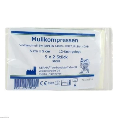 Abbildung von Mullkompressen 5x5 cm steril 12fach BW 5X2 St