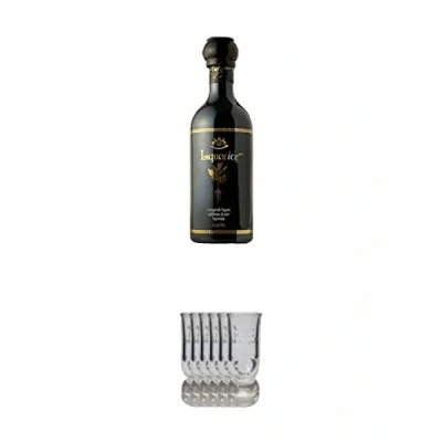 Abbildung von Caffo Liquorice Lakritzlikör aus Italien 0,5 Liter + Shot Gläser mit Eichstrich 1 x 6er Set