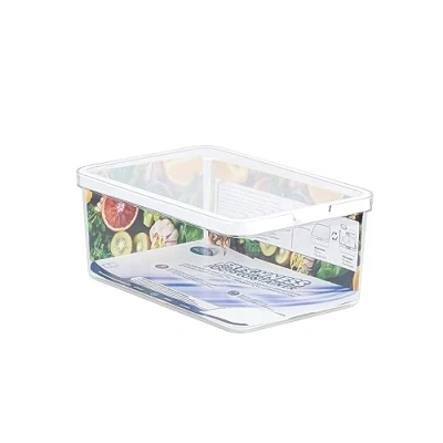Abbildung von CARE + PROTECT Intelligenter Lebensmittelbehälter, perfekt stapelbar, Kühlschrank Organizer, schützt Lebensmittel vor Feuchtigkeit, hält länger frisch, 4,65 l
