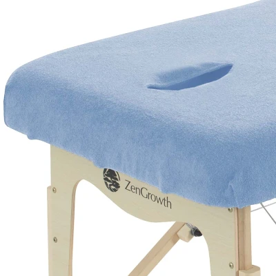 Abbildung von Spannbetttuch Massageliege Hellblau, Mit Aussparung, 280gr/m², 192cm x 63 71cm, Frottee