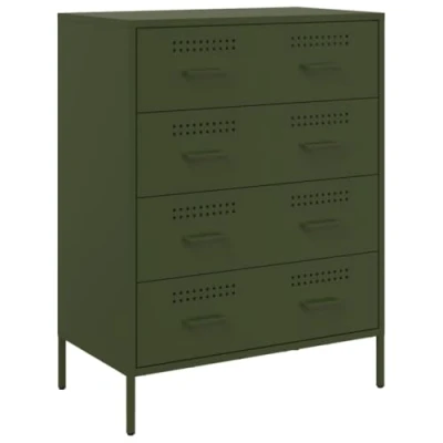 Abbildung von vidaXL Sideboard, Kommode mit 4 Schubladen, Anrichte Schrank für Wohnzimmer, Beistellschrank Mehrzweckschrank Schubladenschrank, Olivgrün Stahl