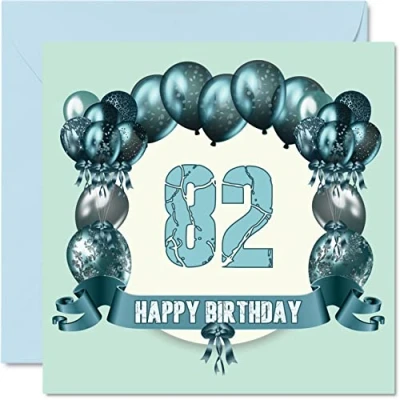 Abbildung von Lustige Geburtstagskarte zum 82. Geburtstag für Männer Geburtstagsballons Happy Birthday Karte Vater, Onkel, Oma, Opa Tante, Großvater, Großmutter, Nanny, 145 mm x Grußkarten,