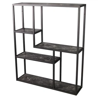 Abbildung von riess ambiente Wandregal SLIM LINE 95cm anthrazit / schwarz, Einzelartikel 1 tlg., Wohnzimmer · Marmor Design Metall eckig 5 Fächer Industrial