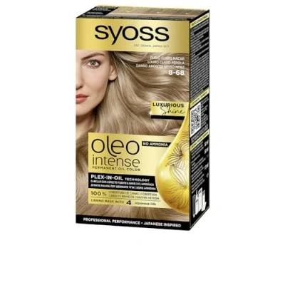 Abbildung von Syoss Oleo Intense 8 68 Hellblond Perlmutt permanente Haarfarbe ohne Ammoniak Professionelle Grauabdeckung Salon Ergebnisse
