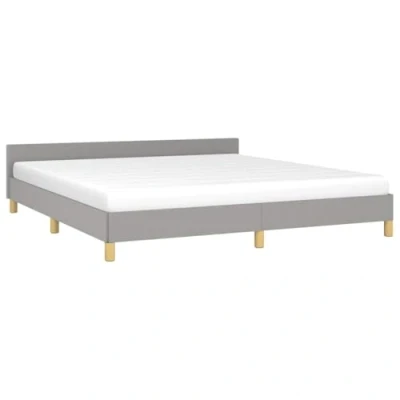 Abbildung von vidaXL Bettgestell, Polsterbett Bett für Schlafzimmer, Bettrahmen mit Lattenrost, Schlafzimmerbett Doppelbett, Hellgrau 180x200cm Stoff