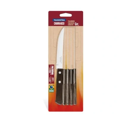 Abbildung von Tramontina Steakmesser Pizzamesser Set (6 Stück), FSC Echtholzgriff, rostfreier Edelstahl, spülmaschinenfest