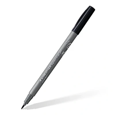 Abbildung von STAEDTLER brush pen pigment Arts, intensiv schwarz, pigmentierte Premium Zeichentusche, Pinselspitze für variable Linienbreite, wasserfest, schnelltrocknend, 10 pens im Kartonetui, 371 99