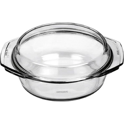 Abbildung von Bohemia Cristal Auflaufform Simax Schüssel rund mit Deckel flach 0,7 L, Glas