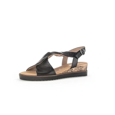 Abbildung von Gabor Damen Keilsandalen, Frauen Sandalen,Wedge Heel,hoch,Sommerschuhe,Freizeitschuhe,offene Schuhe,schw.(KorkTS/schw),42.5 EU / 8.5 UK