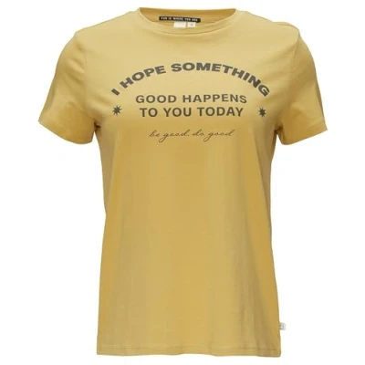 Abbildung von QS MIT Front Tshirt print, Damen, Größe: Large, Goldgelb