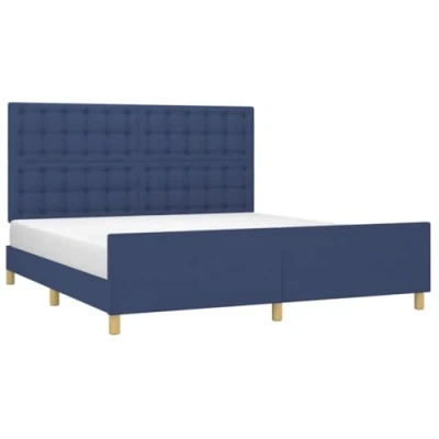 Abbildung von vidaXL Bettgestell mit Kopfteil Polsterbett Bett Bettrahmen Doppelbett Lattenrost Stoffbett Schlafzimmerbett Schlafzimmermöbel Blau 180x200cm Stoff