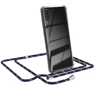 Abbildung von EAZY CASE Handykette kompatibel mit Samsung Galaxy A70 Handyhülle Umhängeband, Handykordel Schutzhülle, Silikonhülle, Hülle Band, Stylische Kette für Smartphone, Navy Camouflage