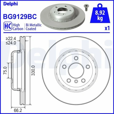 Abbildung von DELPHI BG9129BC Bremsscheibe 330 24 5 Belüftet, Verbundbremsscheibe beschichtet hochgekohlt ohne Radlager, ABS Sensorring BMW: Touring