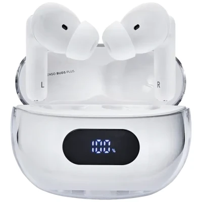 Abbildung von Intenso Buds Plus TWS True Wireless Kopfhörer T312AE mit Active Noise Cancelling, ENC, Bluetooth und bis zu 25 Std. Musikwiedergabe, Weiß