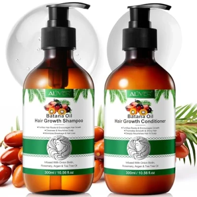 Abbildung von Batana Öl Haarwachstum Shampoo und Conditioner Set, Kräuter für dünner werdendes Haar Frauen &amp; Männer Haarausfall, Haarverdichtung Produkt Haarpflege