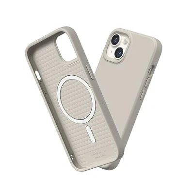 Abbildung von RhinoShield Case kompatibel mit [iPhone 13/14] SolidSuit MagSafe Stoßdämpfende &amp; schlanke Schutzhülle Premium Finish 3.5 Meter Fallschutz Sandbeige