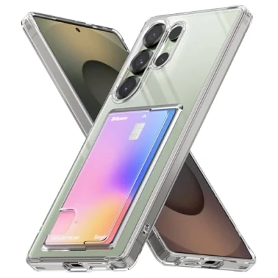 Abbildung von Ringke Fusion Card Case Kompatibel mit Samsung Galaxy S25 Ultra Hülle, [Eingebauter Kartenhalter] Transparente Hart PC Kratzfest TPU Bumper Handyhülle Dünn Kartenhalter Clear