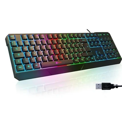 Abbildung von KLIM Chroma Gaming Tastatur, hintergrundbeleuchtete Tasten, Anti Ghosting Tastatur (Deutsche Tastenbelegung, ergonomische Keyboard)