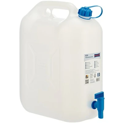 Abbildung von hünersdorff 817700 Wasserkanister ECO mit festmontiertem Ablasshahn / Wasserauslauf, 22 L (mit Hahn)