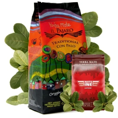 Abbildung von Yerba Mate Tee El Pajaro Tradicional 1kg ● Natürliche paraguayische Yebra Geräucherte Zusätzlich 50g Mateine Caffeine Gemahlene Blätter und Stöcke