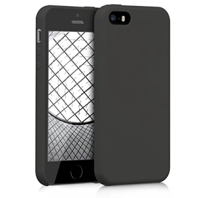 Abbildung von kwmobile Hülle kompatibel mit Apple iPhone SE (1.Gen 2016) / 5 5S Silikon Handy Case Handyhülle weiche Oberfläche kabelloses Laden Schwarz matt