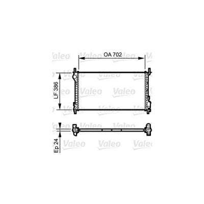Abbildung von VALEO 735167 Kühler, Motorkühlung Aluminium 702 386 24 Kühlrippen gelötet FORD: Transit Connect Mk1 Kastenwagen, Tourneo