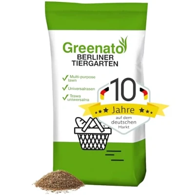 Abbildung von Greenato Rasensamen Berliner Tiergarten Grassamen schnellkeimend , 20 kg, für Zierrasen, Schattenrasen oder Trockenrasen