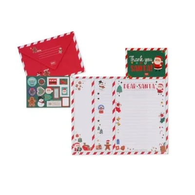 Abbildung von Legami Weihnachtsmann Briefset, Unisex enthält Umschlag, Briefe zum Ausfüllen, Postkarte, Klebebogen, Glitzer Lamellen Details, FSC zertifiziertes Papier