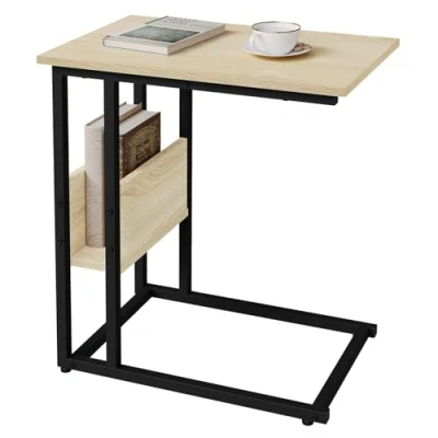 Abbildung von Woltu Beistelltisch, C Form Couchtisch, Sofatisch 55x36x59,5cm