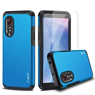 Abbildung von J&amp;D Kompatibel für Samsung Galaxy Xcover 5 Hülle, Heavy Duty Hybrid Robustes Stoßfest Schutzhülle mit 2 Stücke Glas Displayschutzfolie 5, Blau