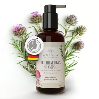 Abbildung von Anissa Naturkosmetik Reichhaltiges Shampoo Damen 200ml Sanfte Reinigung &amp; Pflege für empfindliche Kopfhaut Natürliche Inhaltsstoffe Feuchtigkeit Regeneration, mit Rosmarin