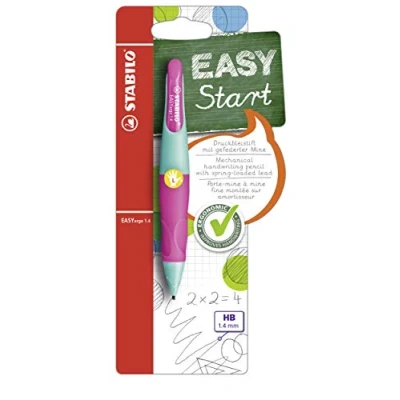 Abbildung von Ergonomischer Druck Bleistift für Linkshänder STABILO EASYergo 1.4 in türkis/neonpink inkl. 3 dünner Minen Härtegrad HB